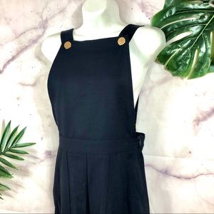 ZARA Navy Blue Wide Leg Crop Jumpsuit Overalls XS